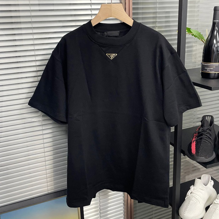 プラダ メンズ クルーネック ブラック 半袖Tシャツ -  - prc323x