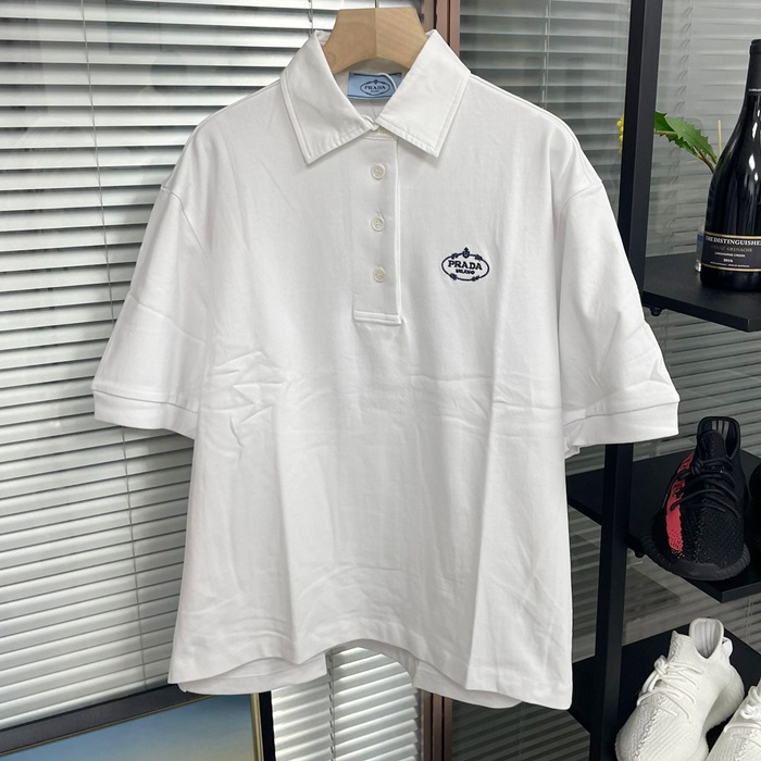 プラダ メンズ ホワイト 半袖 ポロ Tシャツ - White  - prc631x