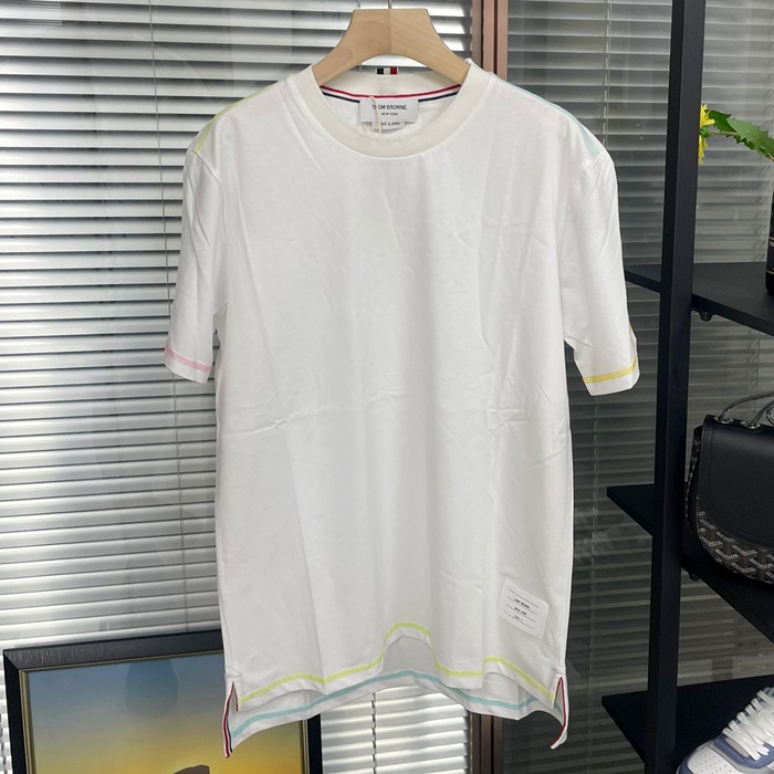トムブラウン メンズ ホワイト クルーネック 半袖Tシャツ - White  - thom01560x