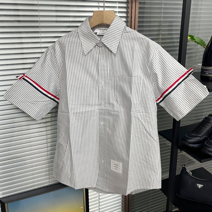 トムブラウン メンズ グレー 半袖 シャツ - Gray Half sleeved Shirts - to70x