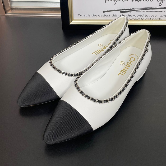 シャネル2020 レディースレザーフラット,CHAS0468,ホワイト