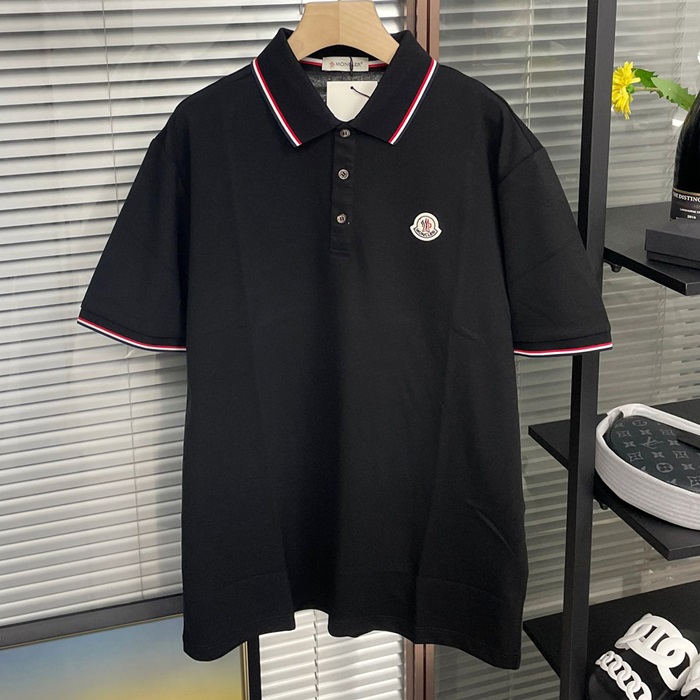 モンクレール メンズ ブラック ポロ 半袖Tシャツ -  - mo148x