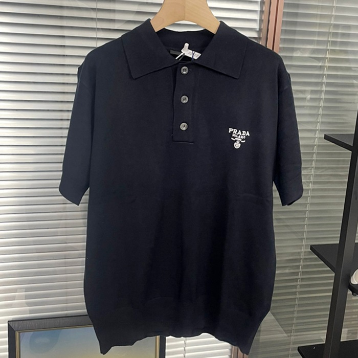 プラダ メンズ ブラック ポロ 半袖Tシャツ -  - prc872x