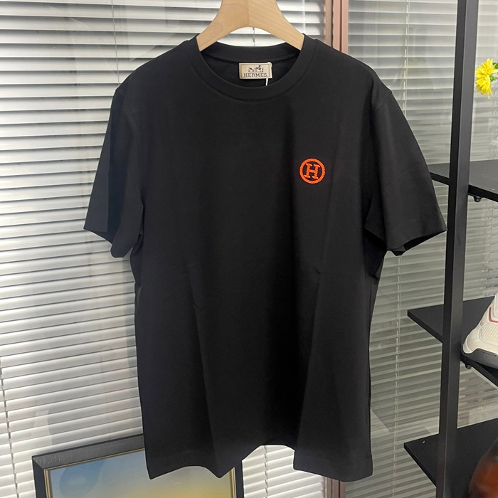   Short エルメスメンズ クルーネック 半袖Tシャツ Her0676x Size(s - xl) ブラック