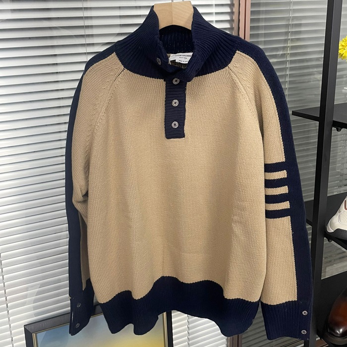 トムブラウン メンズ ネイビー ニット - ThomBrowne Knits - th143x