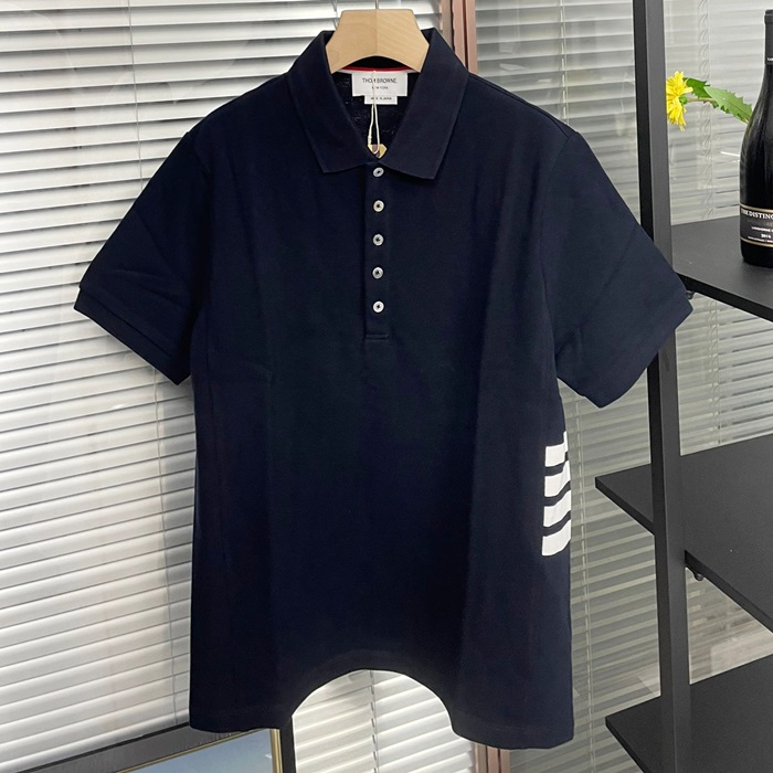 トムブラウン メンズ ネイビー ポロ 半袖Tシャツ -  - thc67x