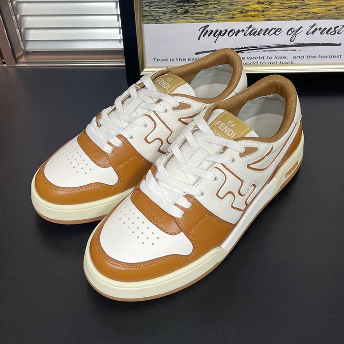 フェンディ メンズ マッチ キャメル ロー タップ スニーカー - Camel  - fes651x