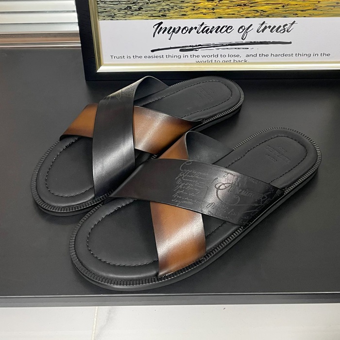 ベルルッティ メンズ ブラウン スリッパ - Brown  - bes724x