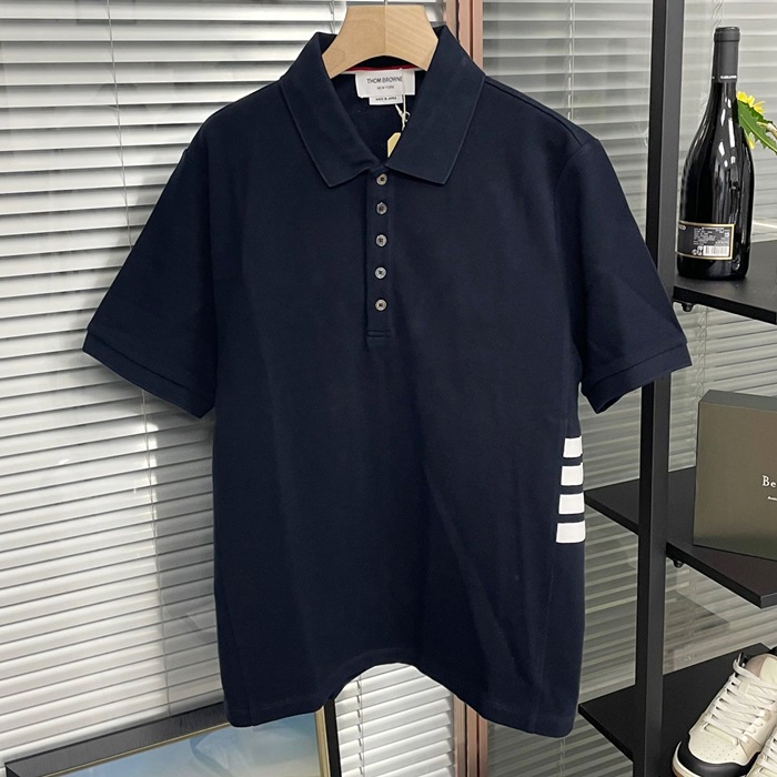 トムブラウン メンズ ブラック ポロ 半袖Tシャツ -  - thc65x