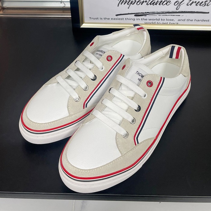 Thom Brown  - トムブラウンメンズレザースニーカー THOMS0024,ホワイト