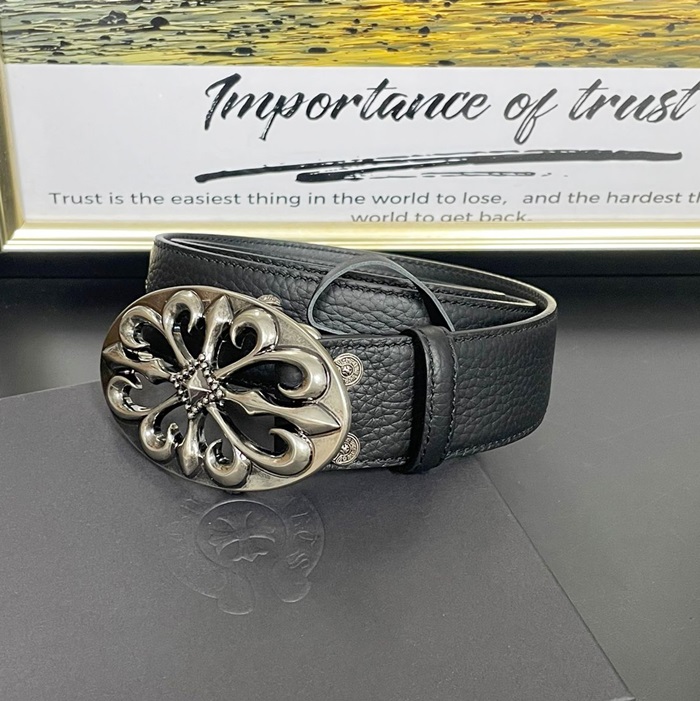  - クロムハーツメンズレザーベルト CHRBT0011,ブラック