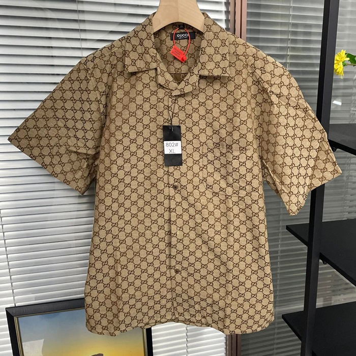 グッチ メンズ ブラウン 半袖 シャツ -Brown sleeved  - gu03604x