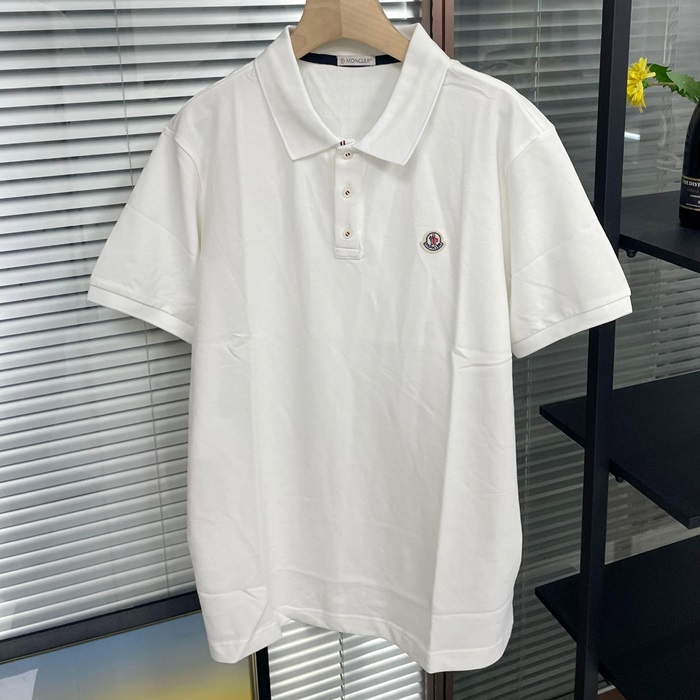 モンクレール メンズ ホワイト ポロ 半袖Tシャツ - White  - moc432x