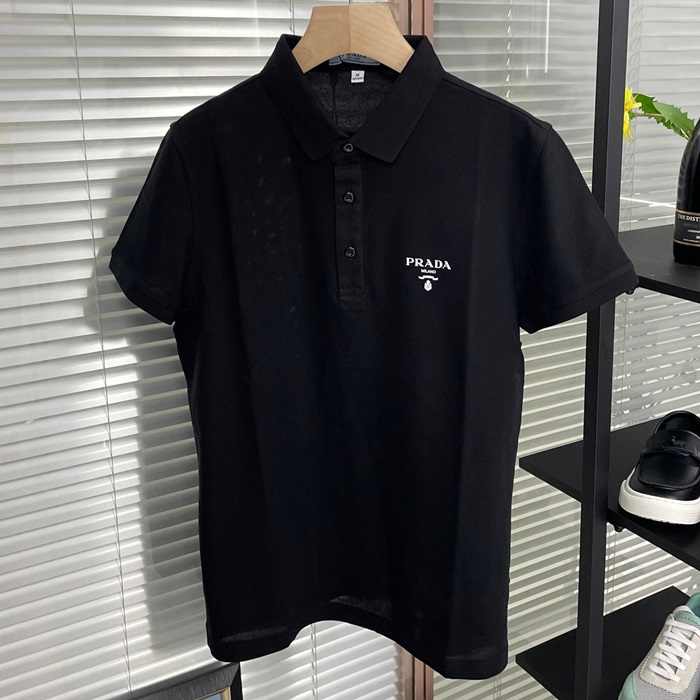 プラダ メンズ ブラック ポロ 半袖Tシャツ - Short sleeved  - pr314