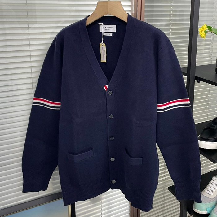 Strap   - トムブラウンユニセックス ストラップ Vネック カーディガン Thom01307x Size ネイビー