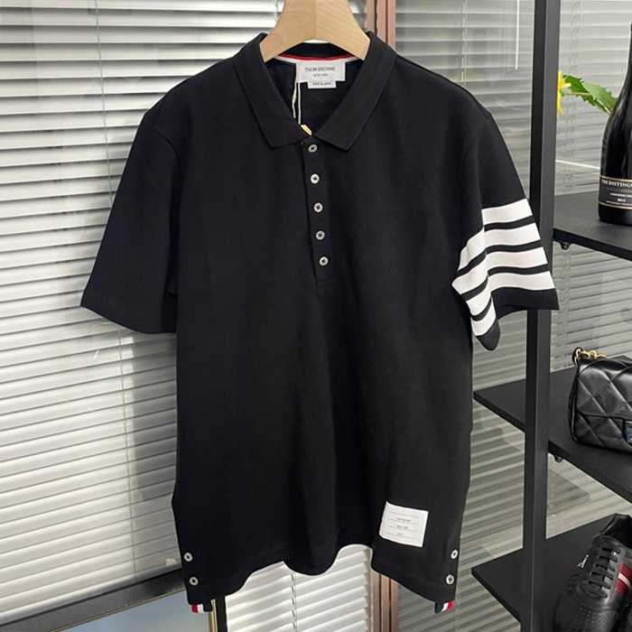 Casual Short トムブラウンメンズ LOGO コットン 半袖Tシャツ Tho0691x.Sizeブラック