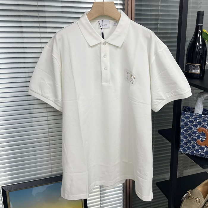 バーバリー メンズ ホワイト 半袖 ポロ Tシャツ - White Polo  - buc342x