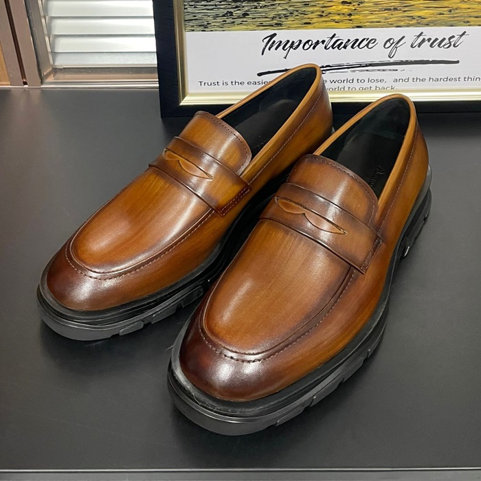 アレキサンダーマックイーン メンズ ヒドゥン キャメルローファー - Camel-alx0182x