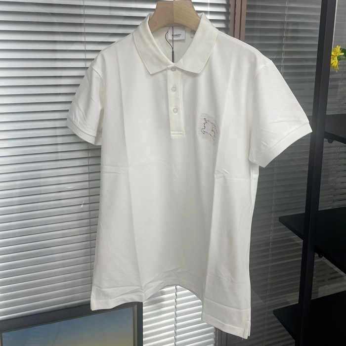 バーバリー メンズ ホワイト 半袖 ポロ Tシャツ - White Polo  - buc342x