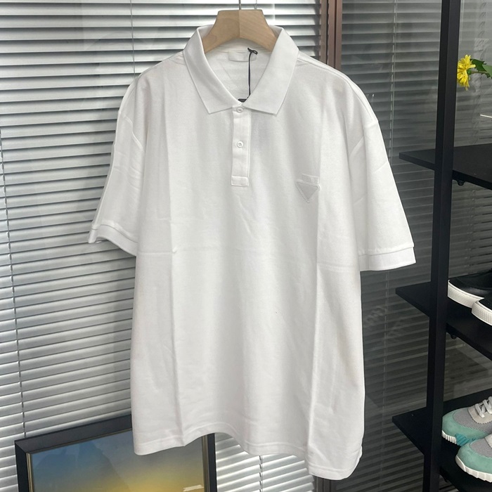 プラダ メンズ ホワイト 半袖 ポロ Tシャツ - White  - prc481x