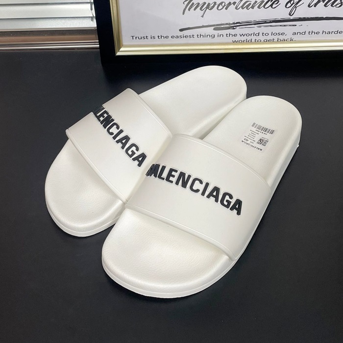 バレンシアガ メンズ ホワイトプルスライド サンダル  -  White  - ba634x