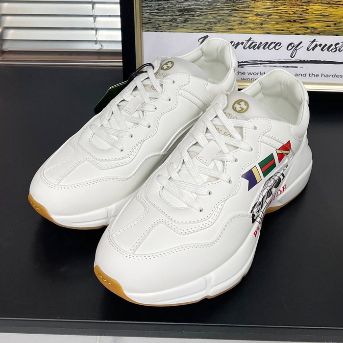 グッチユニセックスレザーランニングシューズGUCS1269,ホワイト