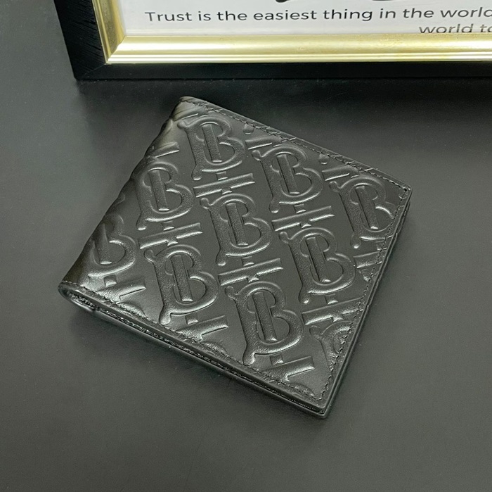 2019  - バーバリーユニセックスレザー二つ折り財布 BURW0100.Size(11CM).ブラック