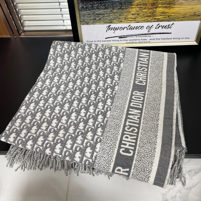 ディオール ユニセックス オブリーク グレー マフラー - Gray Muffler - di156x