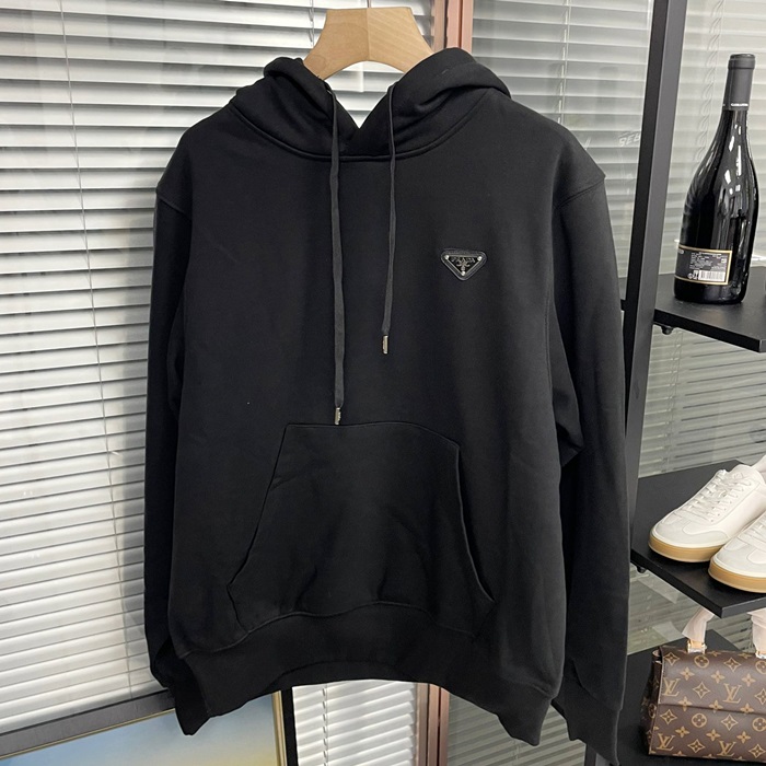 プラダ メンズ ブラック フーディーTシャツ -  - prc1828x