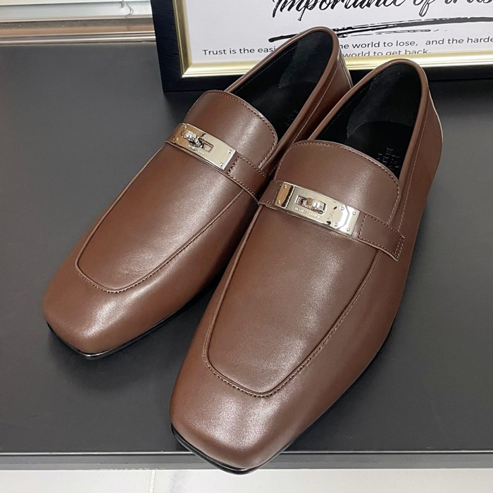 エルメス メンズ シグネチャー ブラウンローファー -  Brown- her922x