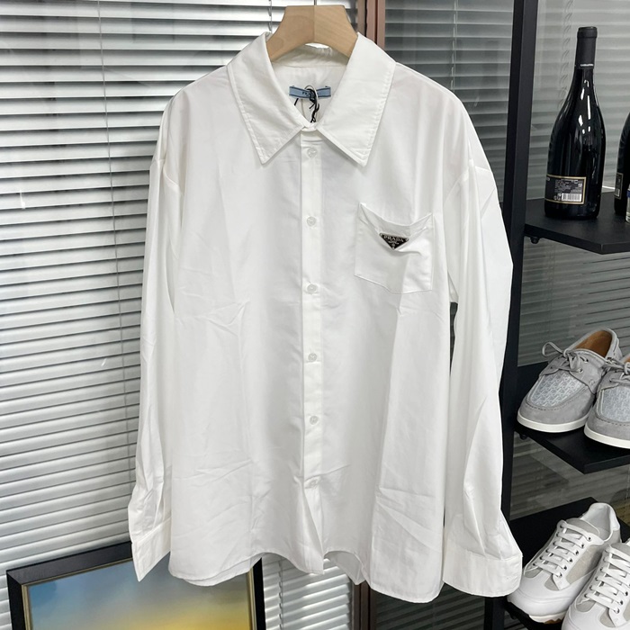 プラダ ユニセックス モダン ホワイト シャツ - PradaWhite  - pr379x