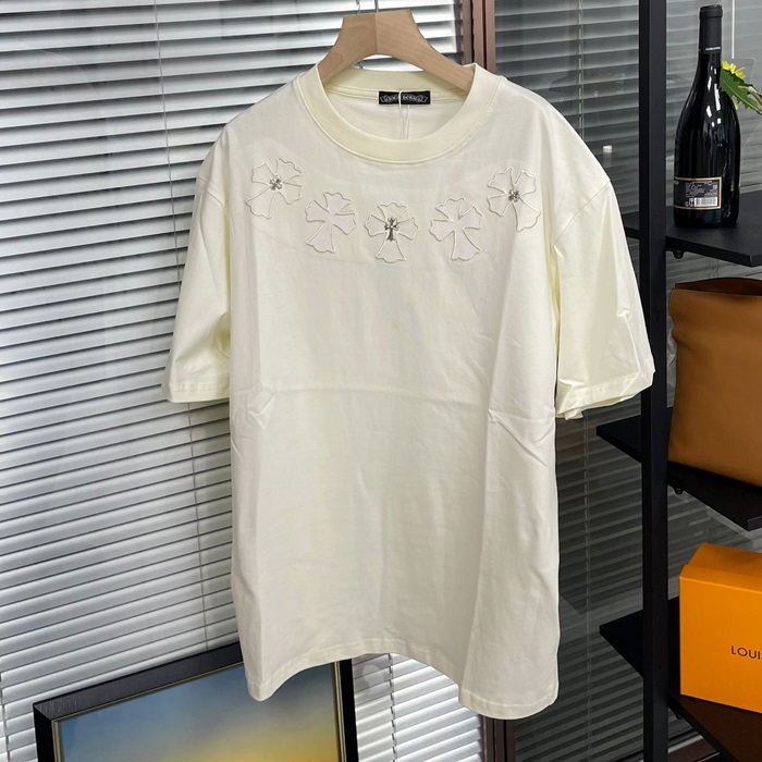 クロムハーツ メンズ ホワイト 半袖Tシャツ - White  - chc134x