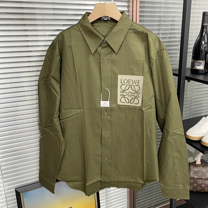 ロエベ メンズ カーキ シャツ - Khaki Shirts - loc338x