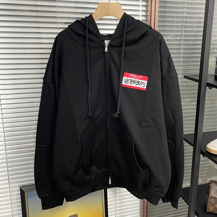 ヴェトモン メンズ ブラック フードジップアップ - Vetements  - vec812x
