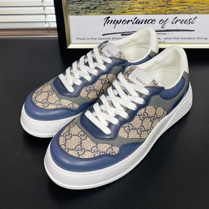 グッチ ユニセックス GG シュプリーム キャンバス ネイビー スニーカー  - - gu1022x