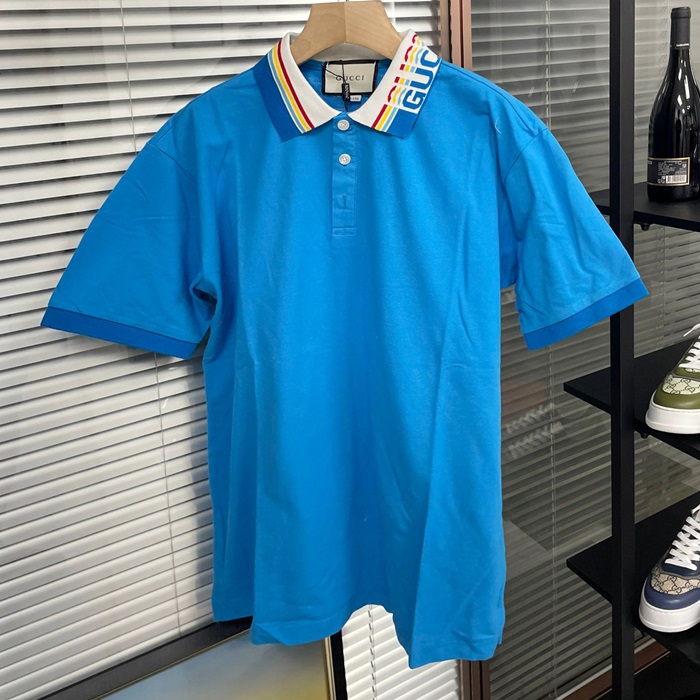 グッチ メンズ ブルー ポロ 半袖Tシャツ - Short sleeved  - gu747x
