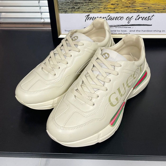 Lighten Print  Sneackers - グッチ ライトン gucci プリント レザー スニーカー Guc0376x.ベージュ