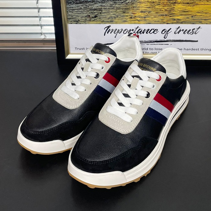  ,THOMS0052 - トムブラウンメンズレザースニーカーブラック