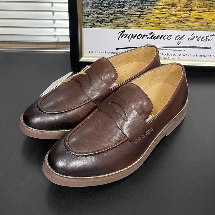 ブルネロクチネリ メンズ ブラウンローファー -  Cucinelli Brown- bru18x