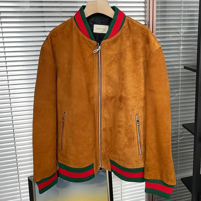 グッチ メンズ ブラウン ジップアップ ジャケット -Brown - Gu948x