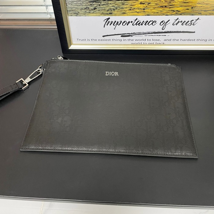 ディオール メンズ ブラック オブリーク クラッチバッグ -  Oblique - di65x