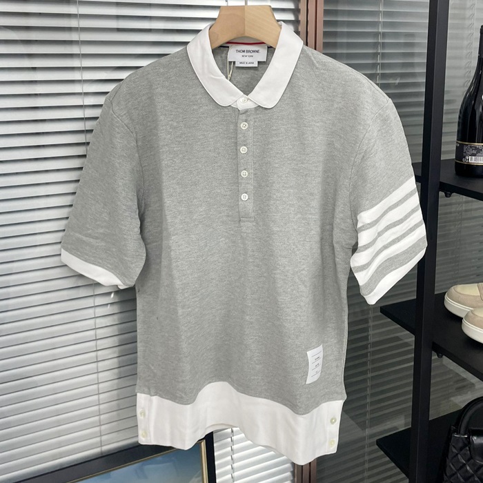 2020 Short トムブラウンメンズ LOGO コットン 半袖Tシャツ Tho0657x.グレー