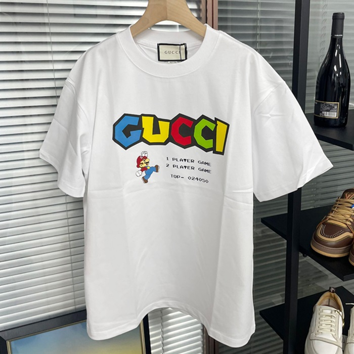 グッチ メンズ ホワイト クルーネック 半袖Tシャツ -White Short sleeved T-shirts - gu350x
