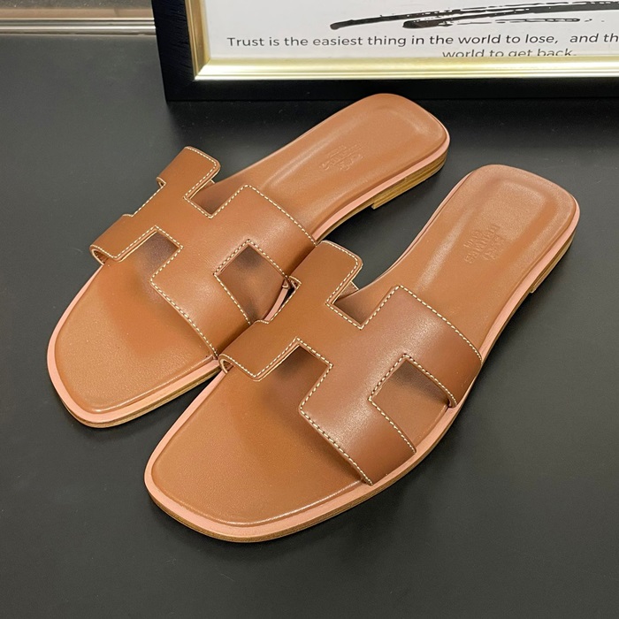 エルメス レディース オラン サンダル  -   Camel  - he377x