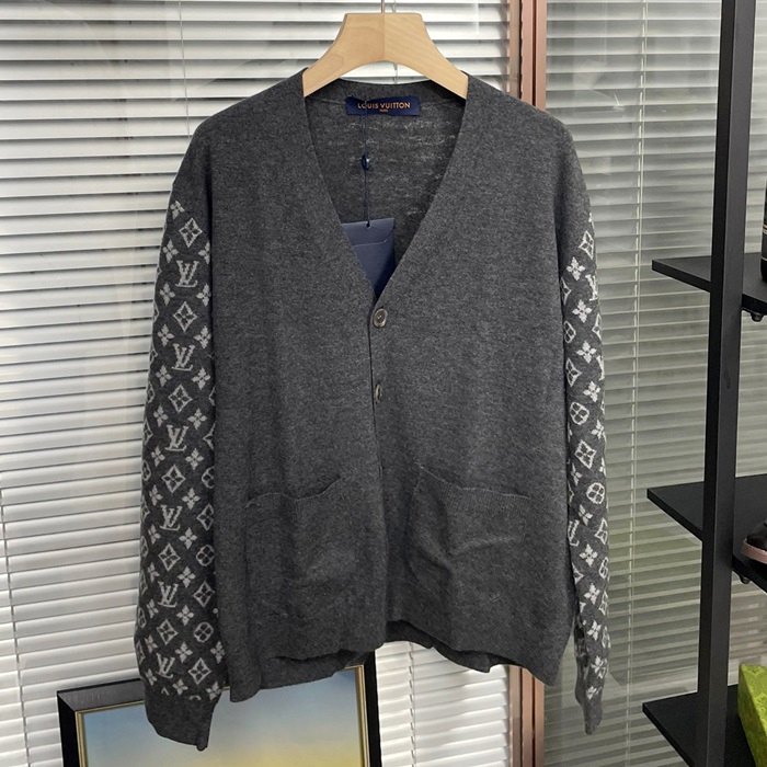 ルイヴィトン メンズ Vネック グレー カーディガン -  Gray  - lv1992x