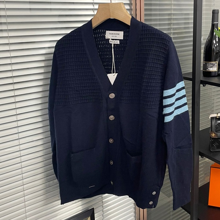 トムブラウン メンズ Vネック ネイビー カーディガン -  - thc1232x