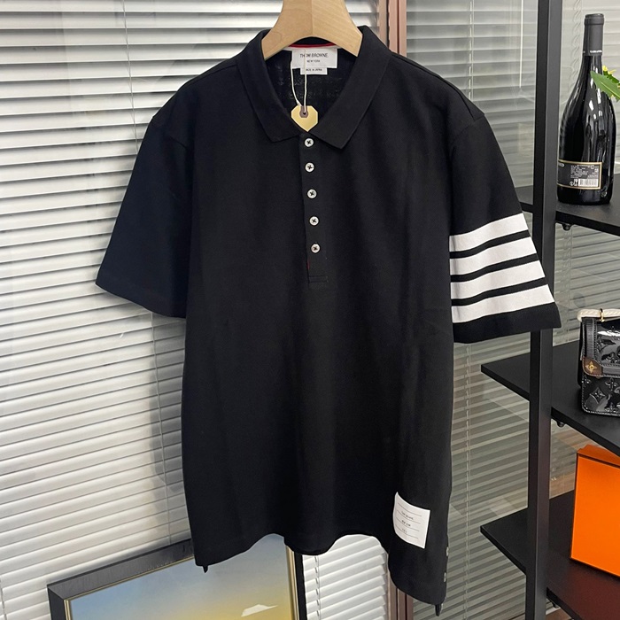 Casual Short トムブラウンメンズ LOGO コットン 半袖Tシャツ Tho0691x.Sizeブラック