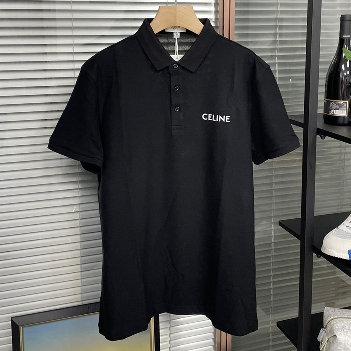 CelineHedi Slimane Short Sleeved Polo  - セリーヌメンズ LOGO ポロ 半袖Tシャツ Cel0065x.Sizeブラック