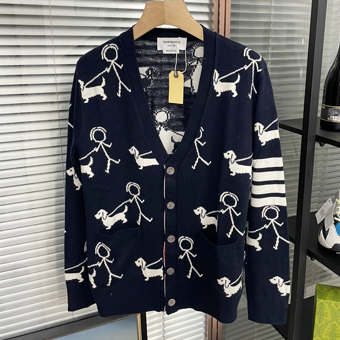 トムブラウン メンズ Vネック ネイビー カーディガン -  - thom0631x