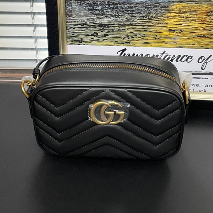 18CM - グッチ マモント マトラッセ ショルダーバッグ 448065,GUB0293,18cm,ブラック